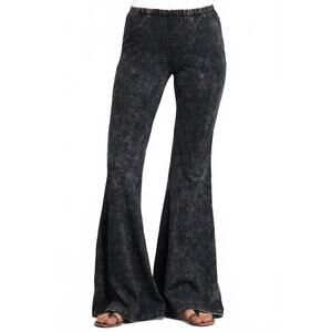 NEW CHATOYANT mineral wash bell bottom soft pants in charcoal grey